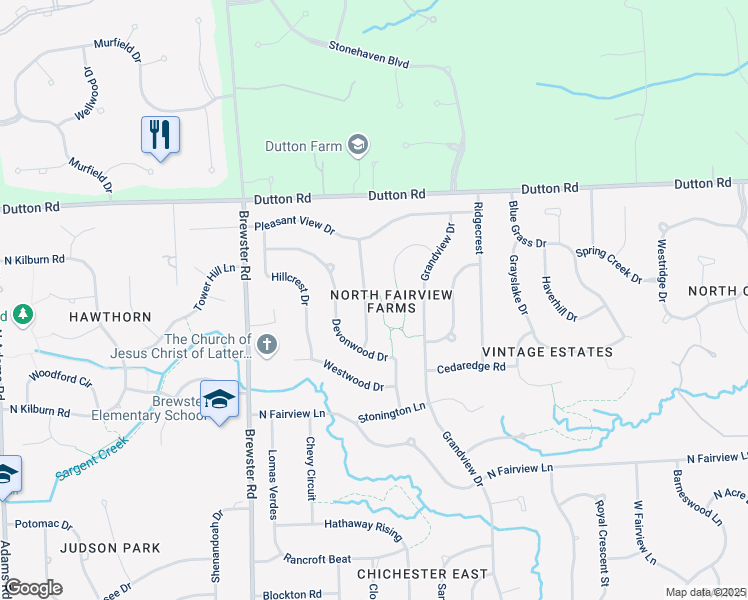 map of restaurants, bars, coffee shops, grocery stores, and more near 1691 Foresthill Drive in Rochester Hills