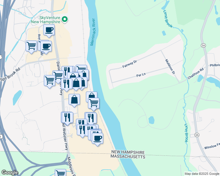 map of restaurants, bars, coffee shops, grocery stores, and more near 33 Fairway Drive in Hudson