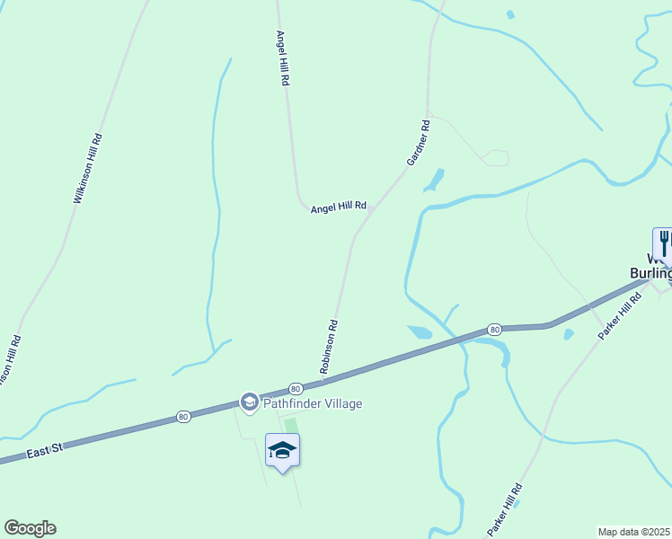 map of restaurants, bars, coffee shops, grocery stores, and more near 155 Robinson Road in Edmeston