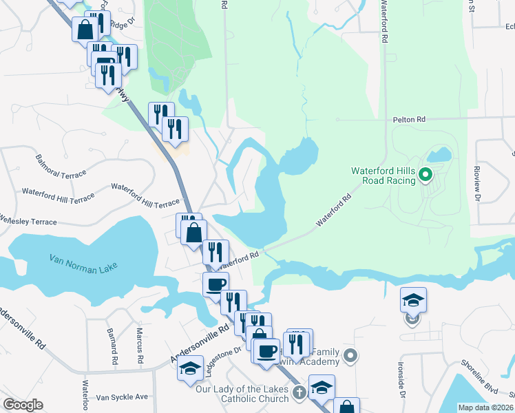 map of restaurants, bars, coffee shops, grocery stores, and more near 4782 Harding Avenue in Clarkston