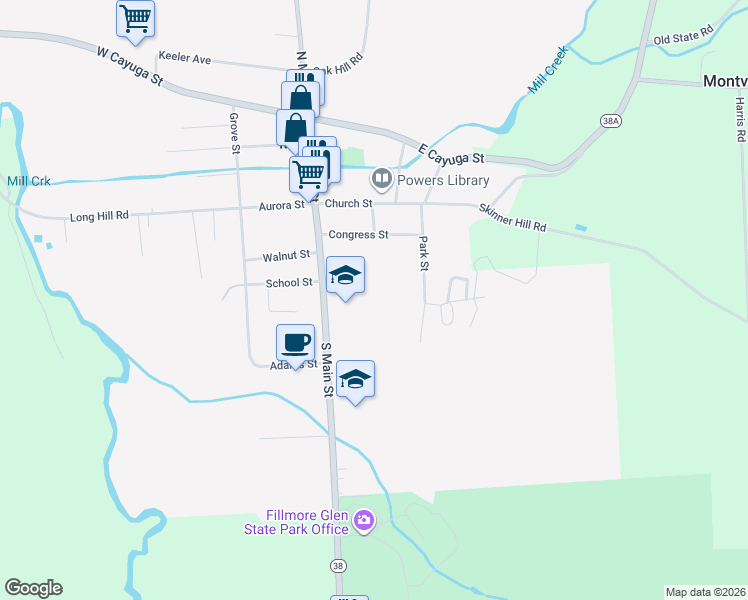 map of restaurants, bars, coffee shops, grocery stores, and more near 68 South Main Street in Moravia