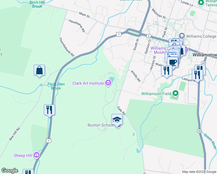 map of restaurants, bars, coffee shops, grocery stores, and more near 225 South Street in Williamstown