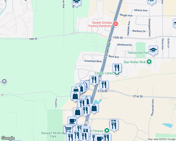map of restaurants, bars, coffee shops, grocery stores, and more near 5932 Margery Dr in Racine