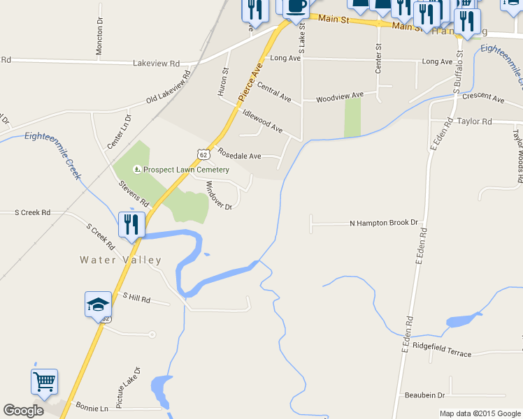 map of restaurants, bars, coffee shops, grocery stores, and more near 3799 Windover Dr in Hamburg