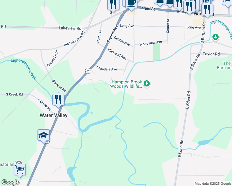 map of restaurants, bars, coffee shops, grocery stores, and more near 3799 Windover Drive in Hamburg