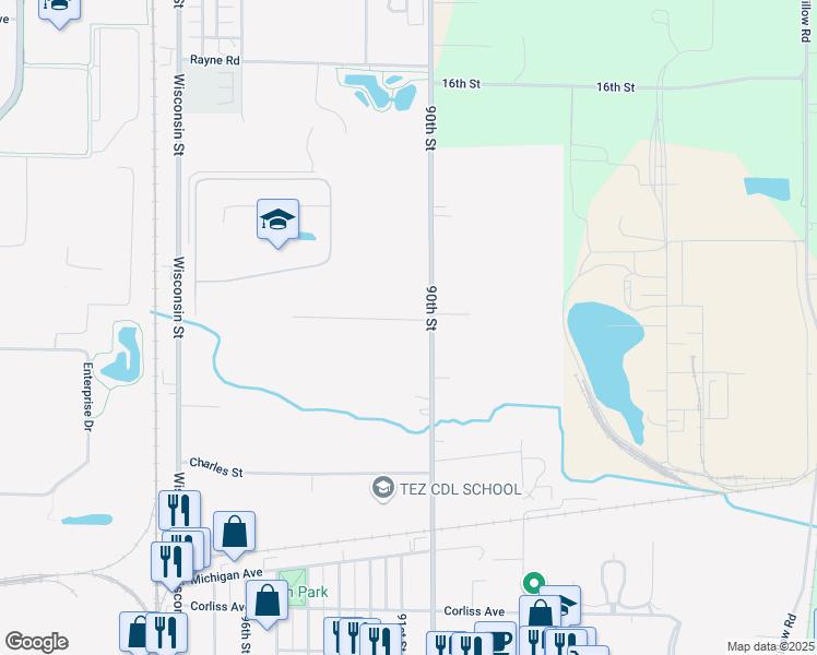 map of restaurants, bars, coffee shops, grocery stores, and more near 9017 Florence Drive in Sturtevant