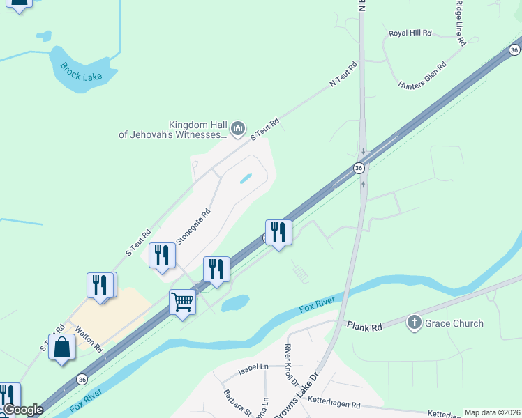 map of restaurants, bars, coffee shops, grocery stores, and more near 2240 Ravenswood Road in Burlington