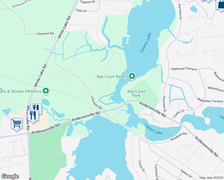 map of restaurants, bars, coffee shops, grocery stores, and more near 4806 Hillcrest Drive in Clarkston