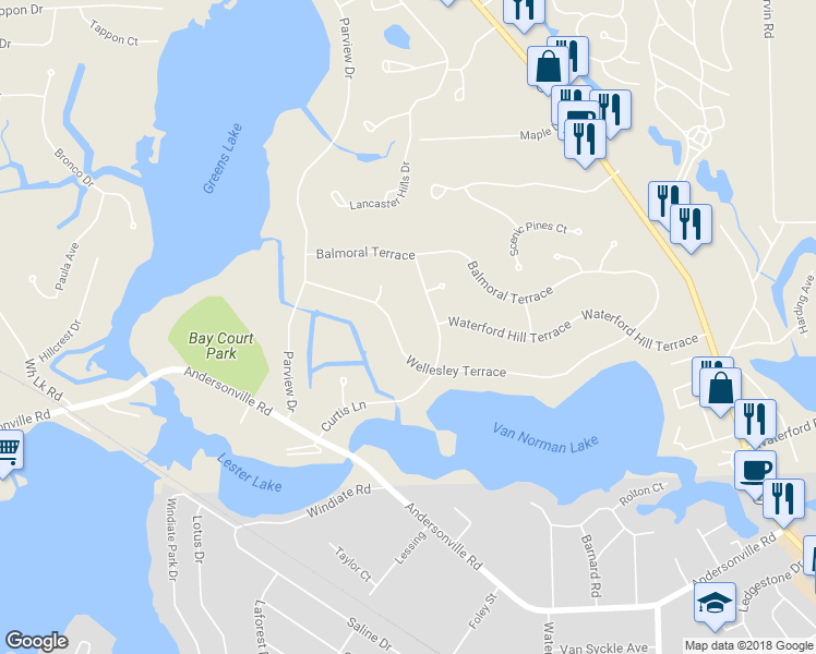 map of restaurants, bars, coffee shops, grocery stores, and more near 6794 Wellesley Terrace in Clarkston