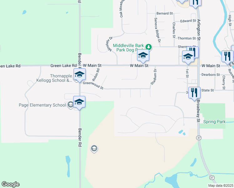 map of restaurants, bars, coffee shops, grocery stores, and more near 311 Whippoorwill Court in Middleville