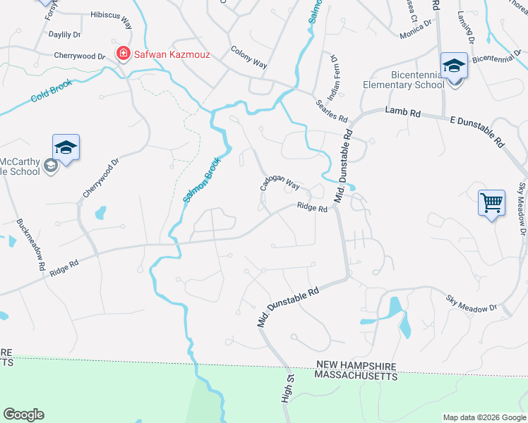 map of restaurants, bars, coffee shops, grocery stores, and more near 111 Cadogan Way in Nashua