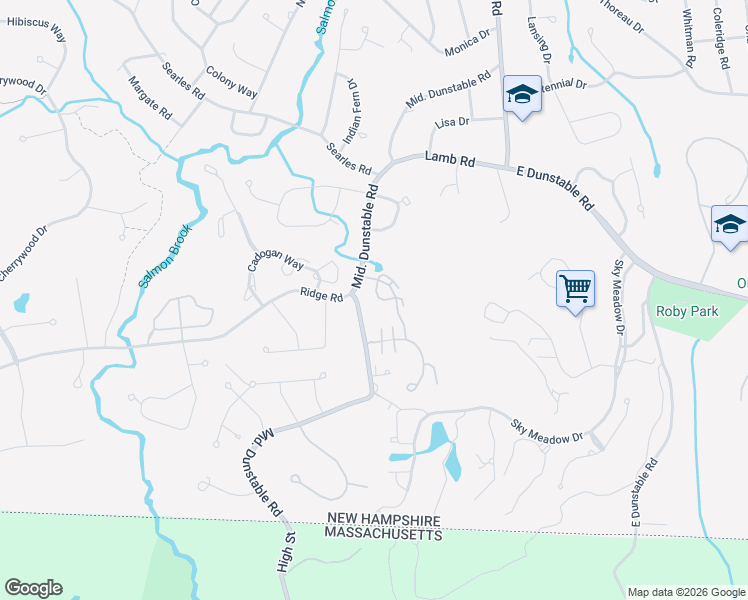 map of restaurants, bars, coffee shops, grocery stores, and more near 21 Meadowview Circle in Nashua