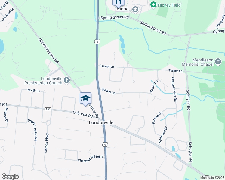 map of restaurants, bars, coffee shops, grocery stores, and more near 6 Burton Lane in Albany