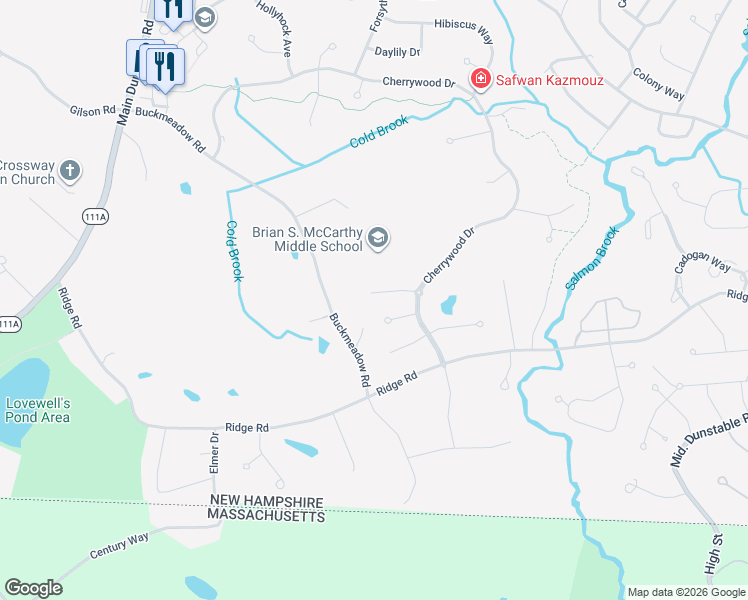 map of restaurants, bars, coffee shops, grocery stores, and more near 10 Medallion Court in Nashua