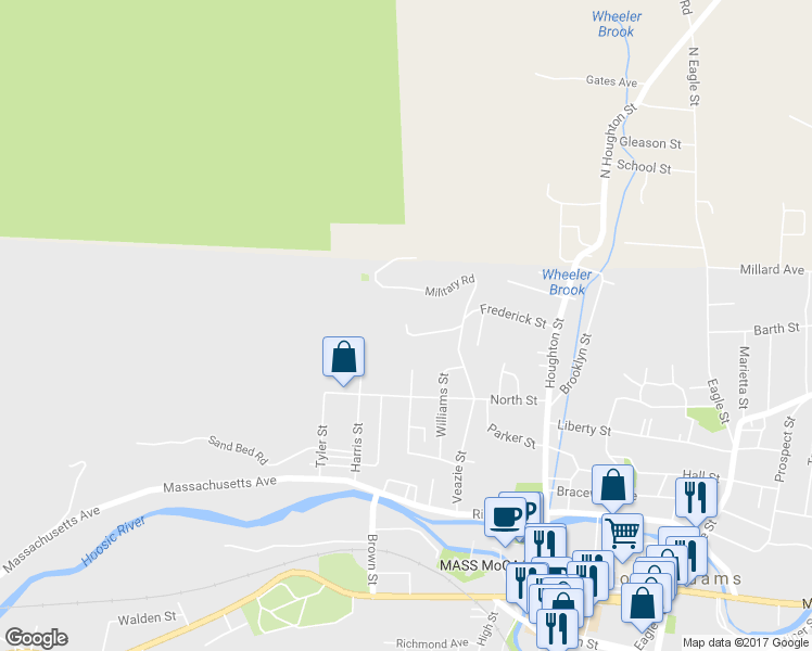 map of restaurants, bars, coffee shops, grocery stores, and more near 69 Myers Ave in North Adams