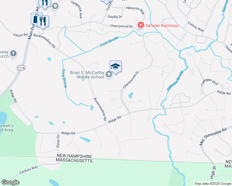 map of restaurants, bars, coffee shops, grocery stores, and more near 5 Tamora Drive in Nashua