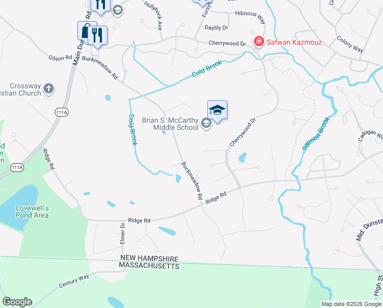 map of restaurants, bars, coffee shops, grocery stores, and more near 10 Medallion Court in Nashua