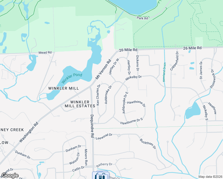 map of restaurants, bars, coffee shops, grocery stores, and more near 56396 Ashbrooke Drive West in Macomb County