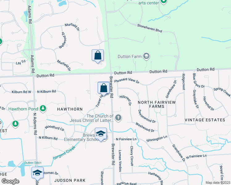 map of restaurants, bars, coffee shops, grocery stores, and more near 1731 Hillcrest Drive in Rochester Hills