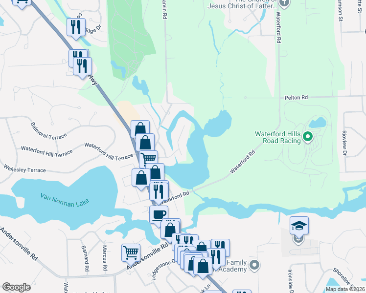 map of restaurants, bars, coffee shops, grocery stores, and more near 4782 Harding Avenue in Clarkston