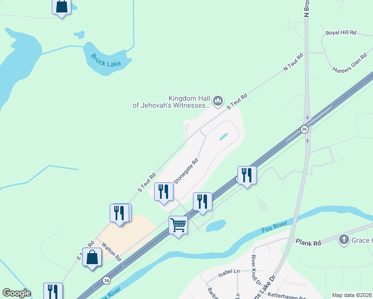 map of restaurants, bars, coffee shops, grocery stores, and more near 2181 Stonegate Road in Burlington