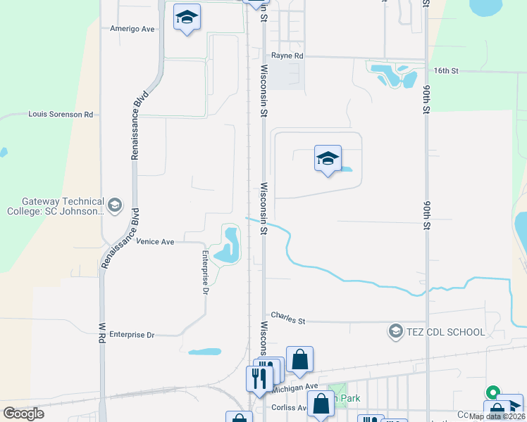 map of restaurants, bars, coffee shops, grocery stores, and more near 1988 Wisconsin Street in Sturtevant