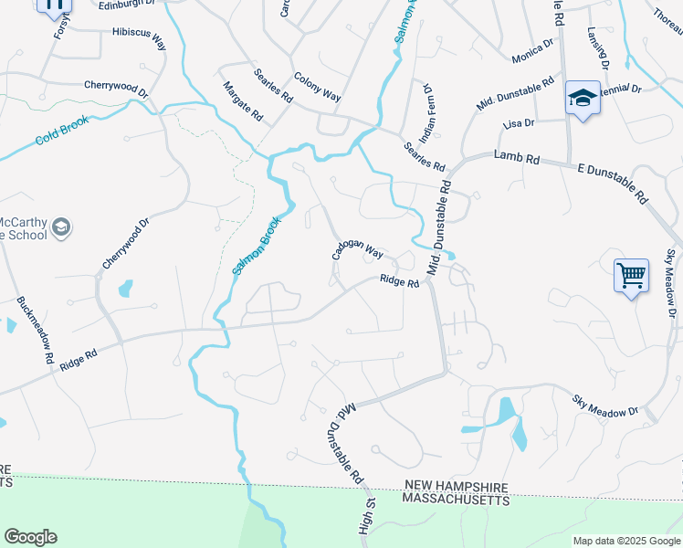 map of restaurants, bars, coffee shops, grocery stores, and more near 119 Cadogan Way in Nashua