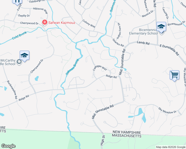 map of restaurants, bars, coffee shops, grocery stores, and more near 119 Cadogan Way in Nashua