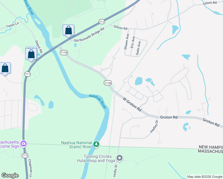 map of restaurants, bars, coffee shops, grocery stores, and more near 50 Depot Road in Nashua