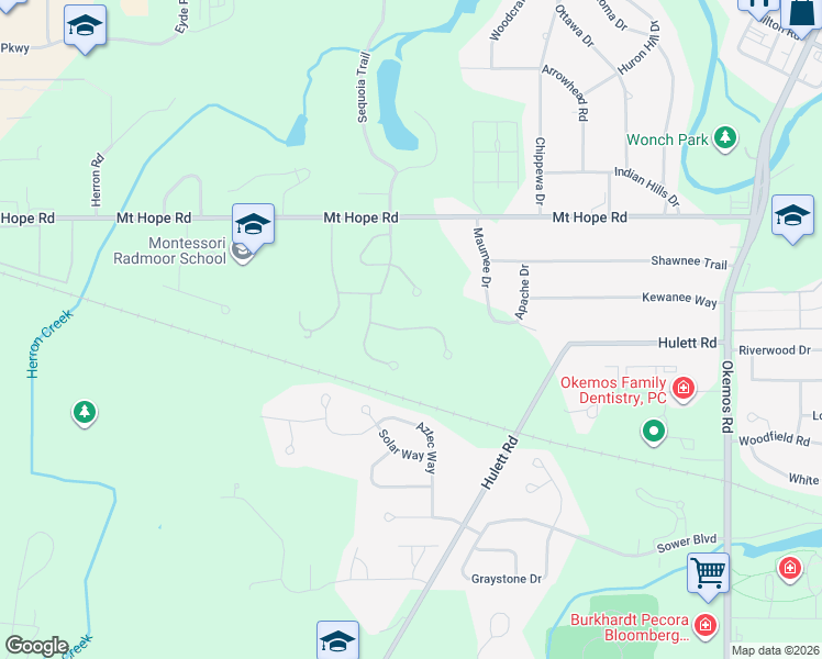 map of restaurants, bars, coffee shops, grocery stores, and more near 2529 Dustin Road in Meridian charter Township