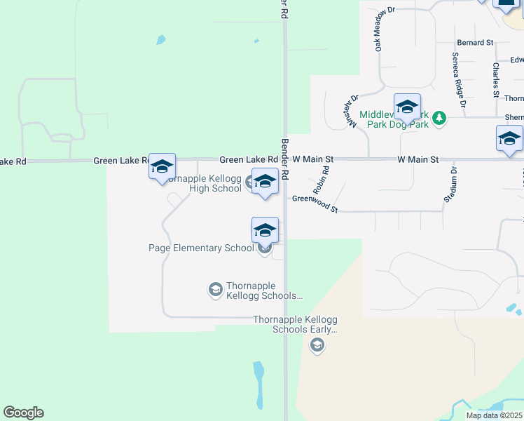 map of restaurants, bars, coffee shops, grocery stores, and more near 3885 Bender Road in Middleville