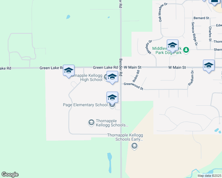 map of restaurants, bars, coffee shops, grocery stores, and more near 3885 Bender Road in Middleville