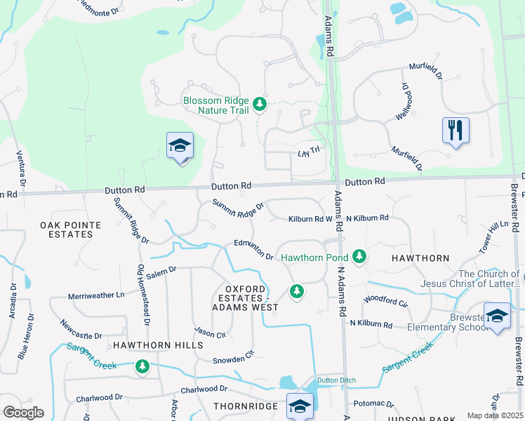 map of restaurants, bars, coffee shops, grocery stores, and more near 1994 Heritage Hill Court in Rochester Hills