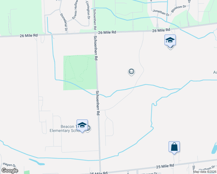 map of restaurants, bars, coffee shops, grocery stores, and more near 56300 Schoenherr Road in Macomb County