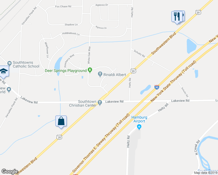 map of restaurants, bars, coffee shops, grocery stores, and more near 6550 Southwestern Boulevard in Lake View