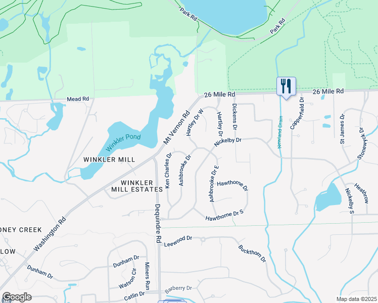 map of restaurants, bars, coffee shops, grocery stores, and more near 56593 Hartley Drive in Macomb County