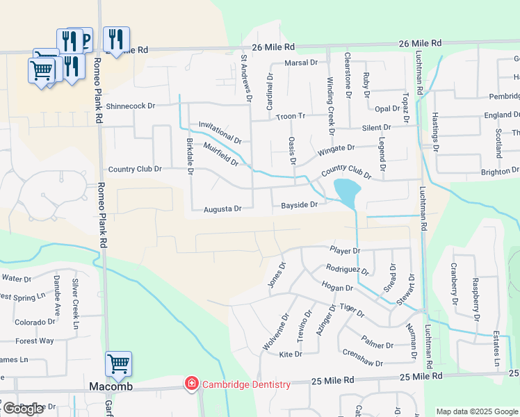 map of restaurants, bars, coffee shops, grocery stores, and more near 56020 Saint Andrews Drive in Macomb