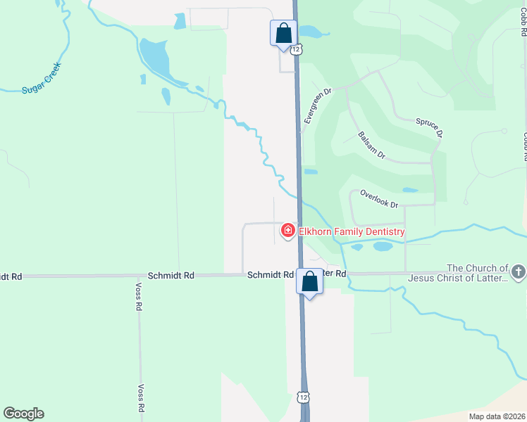 map of restaurants, bars, coffee shops, grocery stores, and more near 1550 North Country Club Parkway in Elkhorn