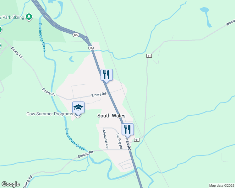 map of restaurants, bars, coffee shops, grocery stores, and more near 11085 East Emery Road in South Wales