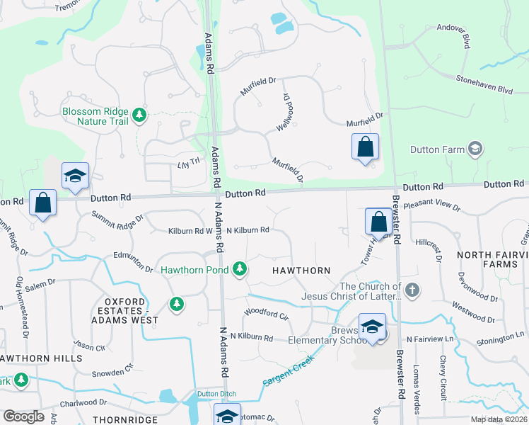 map of restaurants, bars, coffee shops, grocery stores, and more near 1898 Chelsea Court in Rochester Hills