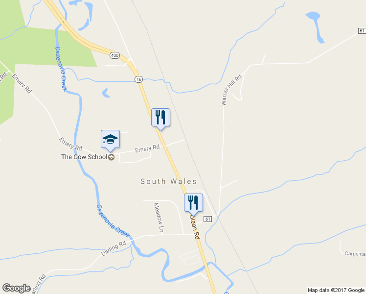 map of restaurants, bars, coffee shops, grocery stores, and more near 11085 East Emery Road in South Wales