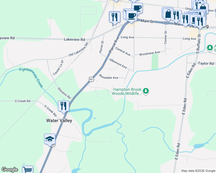 map of restaurants, bars, coffee shops, grocery stores, and more near 3792 Windover Drive in Hamburg