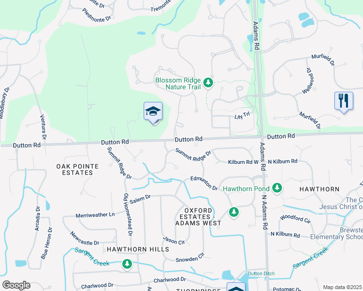 map of restaurants, bars, coffee shops, grocery stores, and more near 1995 Heritage Hill Court in Rochester Hills