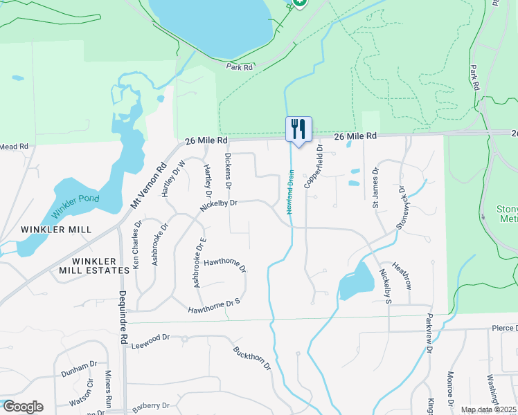 map of restaurants, bars, coffee shops, grocery stores, and more near 2782 Nickelby Drive in Macomb County