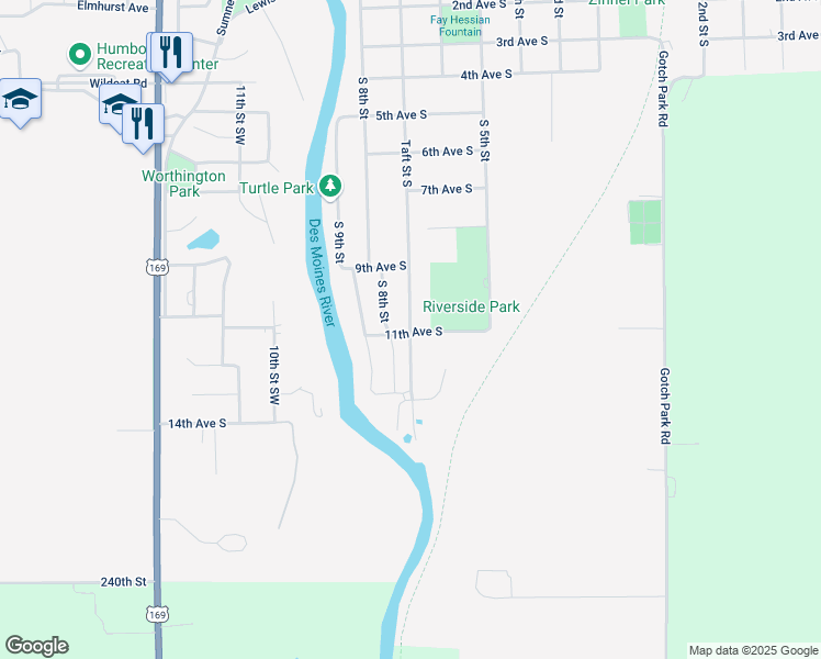 map of restaurants, bars, coffee shops, grocery stores, and more near 999 Taft St S in Humboldt