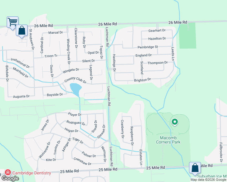 map of restaurants, bars, coffee shops, grocery stores, and more near 56050 Luchtman Road in Macomb