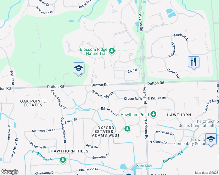 map of restaurants, bars, coffee shops, grocery stores, and more near 1994 Heritage Hill Court in Rochester Hills