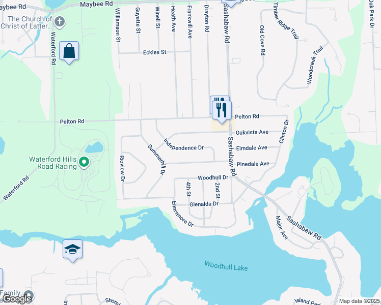 map of restaurants, bars, coffee shops, grocery stores, and more near 4655 Independence Drive in Clarkston