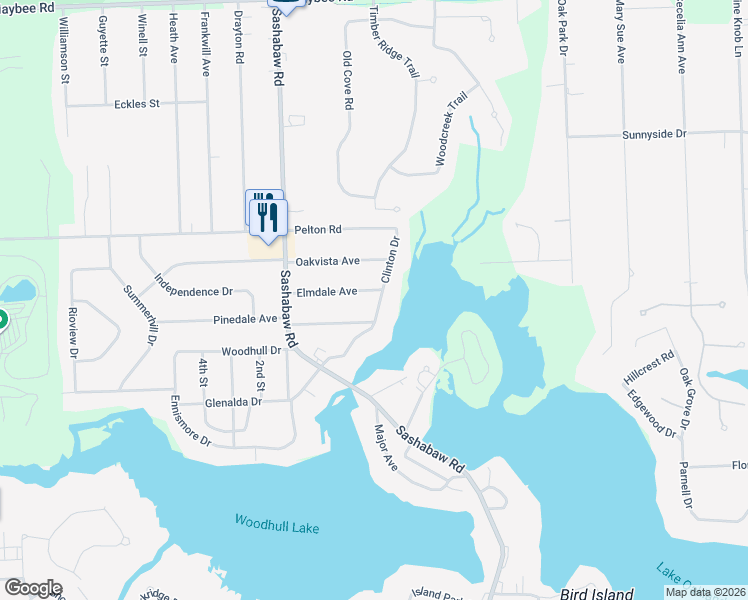 map of restaurants, bars, coffee shops, grocery stores, and more near 4335 Elmdale Avenue in Clarkston