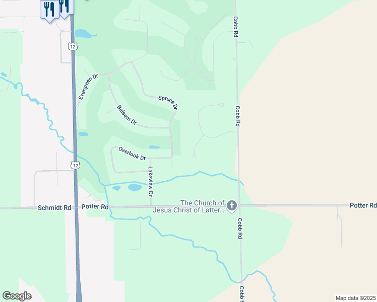 map of restaurants, bars, coffee shops, grocery stores, and more near N5981 Prairie Court in Elkhorn
